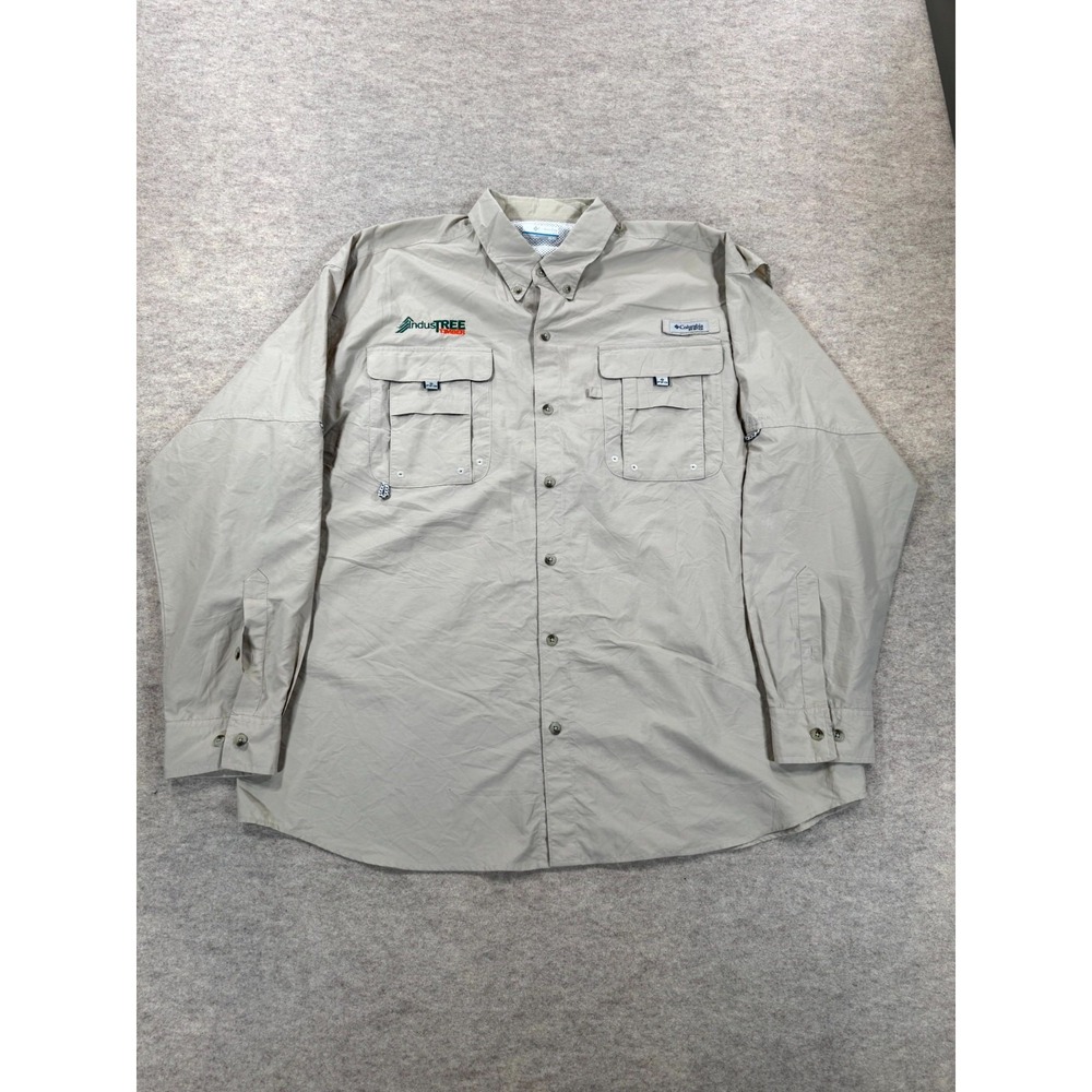 Columbia PFG Bahama II Long Sleeve Fishing Shirt Mens XL Gray IndusTree Timber
